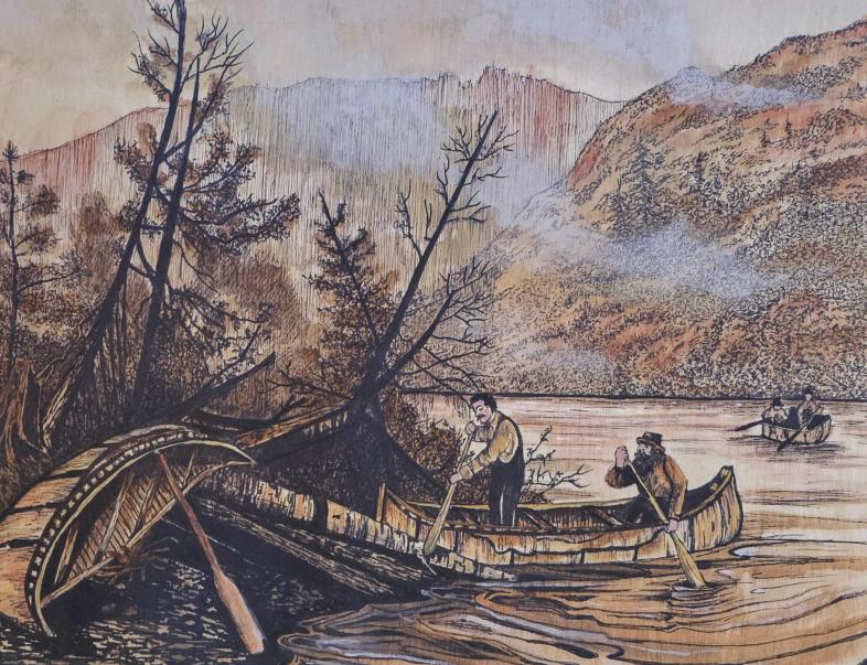 Painting entitled "Camping on the Ottawa River"